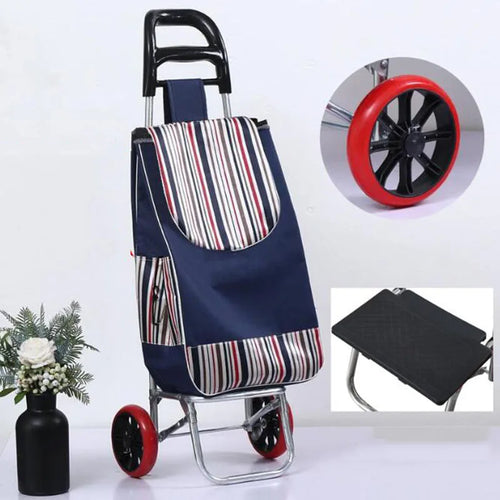 Folding Grocery Cart–Lightweight Aluminum Trolley with Climbing Wheels