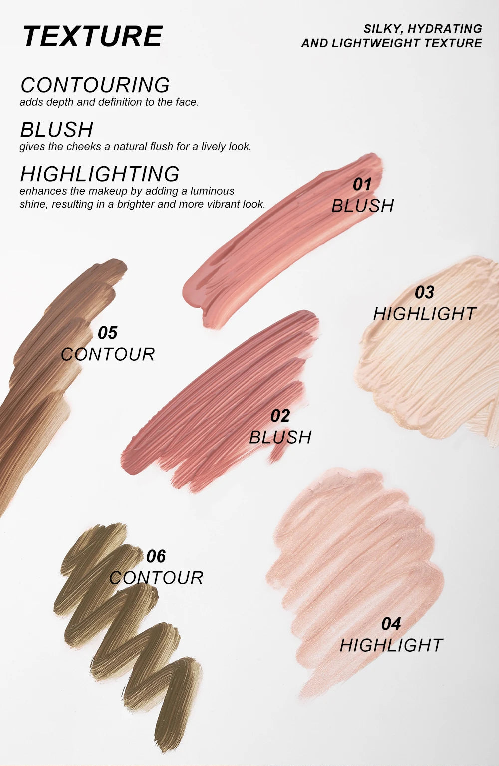 Air Cushion Blusher & High Gloss Stick – 6-Color Liquid Makeup Rouge