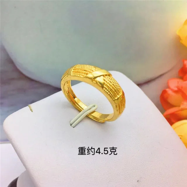 Gold Color Opening Rings for Couples – Dragon & Phoenix Design