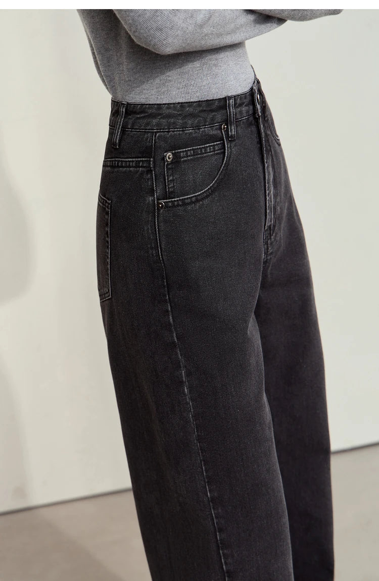 Women’s Retro Wide-Leg Jeans – Loose Straight Cotton Denim Pants