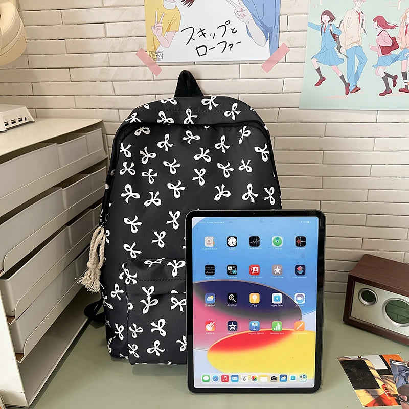 Waterproof Nylon Backpack for Women – Simple Solid Color Travel Bag
