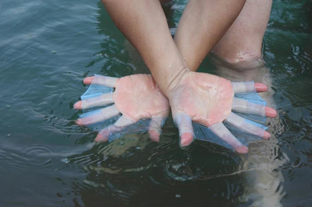 Silicone Webbed Swim Gloves – Training Fins for Adults & Kids