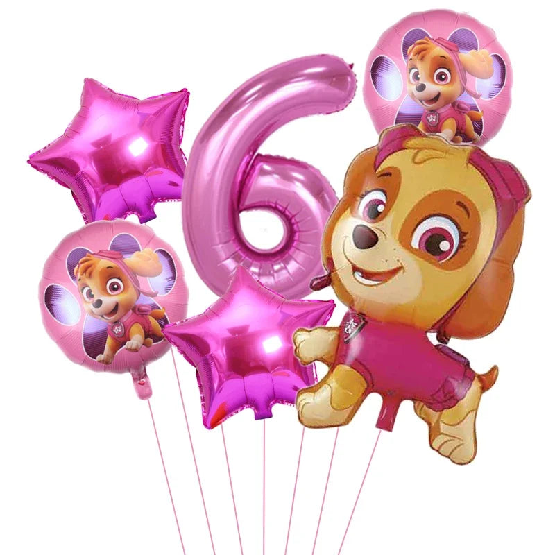 6pcs Paw Patrol Foil Balloons – Kids Birthday Party Decorations