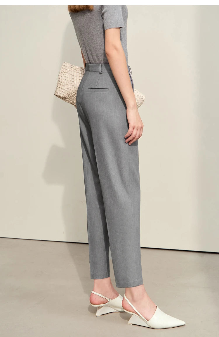 Women’s Straight Casual Pants – Summer Elastic Waist Office Wear