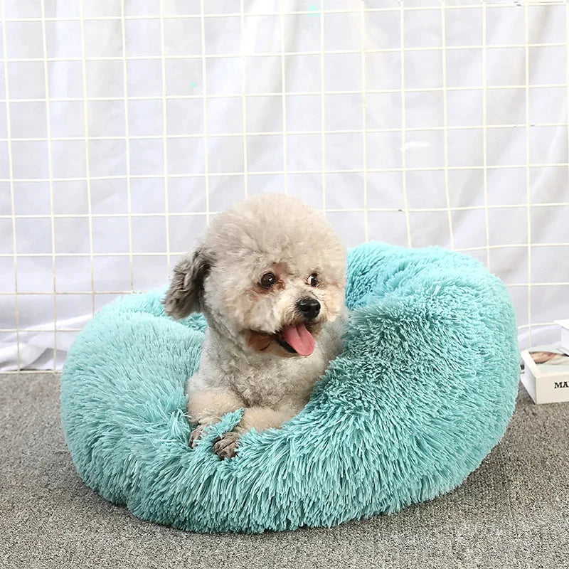 Round Plush Pet Bed – Soft Sleeping Cushion for Cats & Dogs