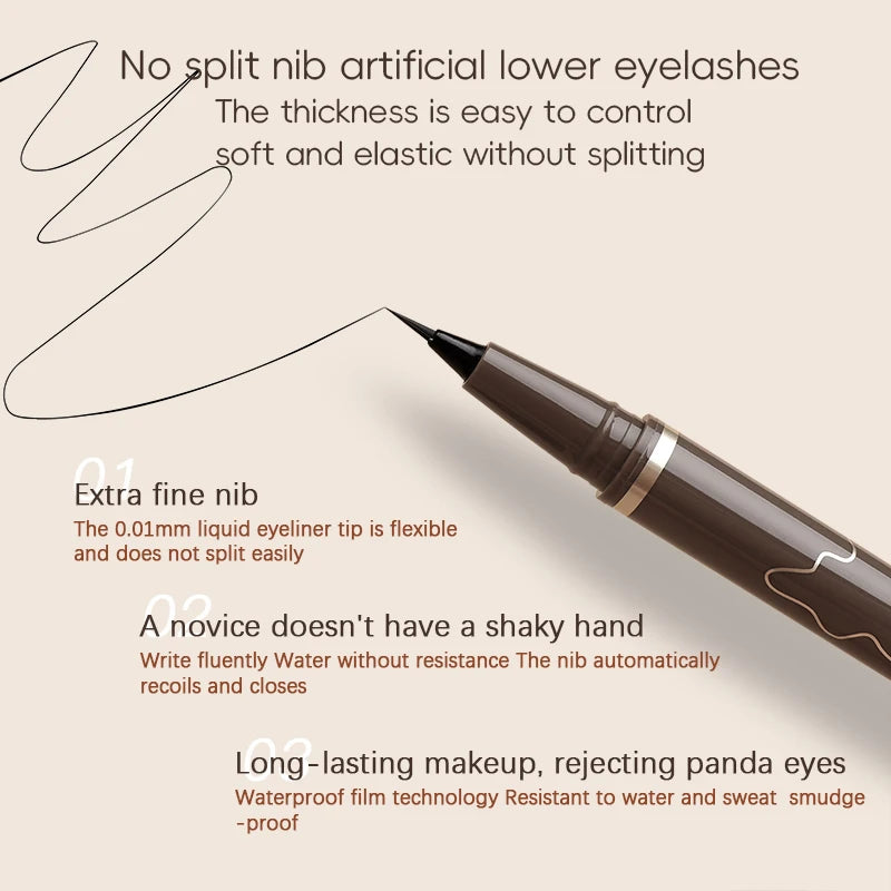 Waterproof Fine Tip Eyeliner Pen–Quick-Dry, Smudge-Proof for Beginners