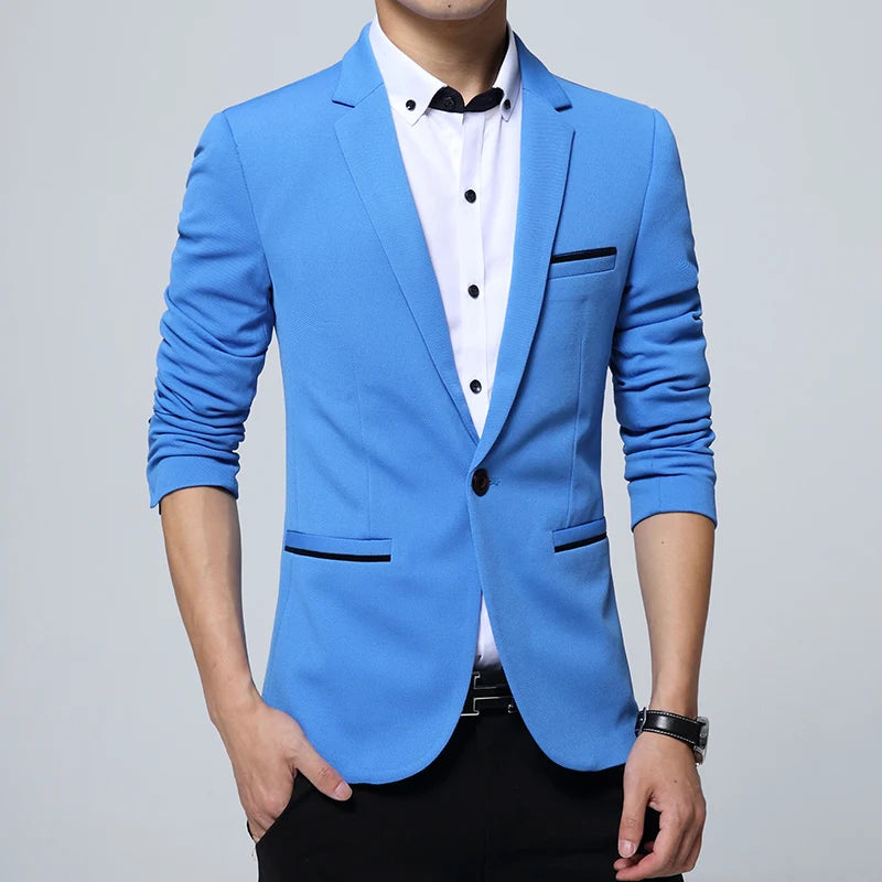 Men's Slim Fit Blazer – Smart Casual Suit Jacket for Spring & Autumn