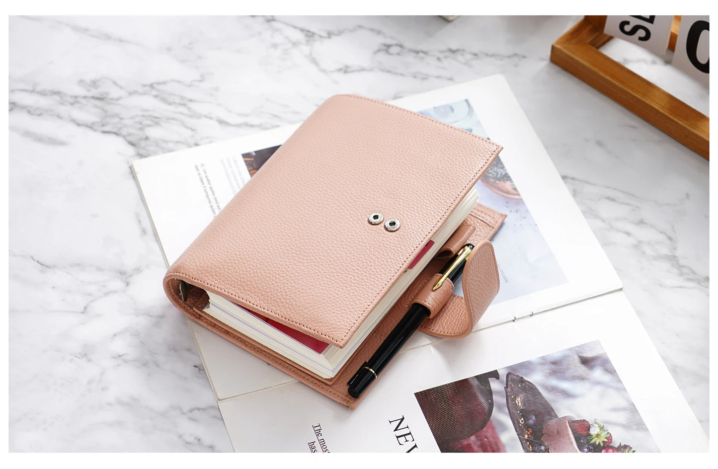 Personal Size Planner – 30mm Rings, Genuine Pebbled Grain Leather