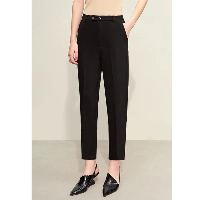 Women’s Straight Casual Pants – Summer Elastic Waist Office Wear