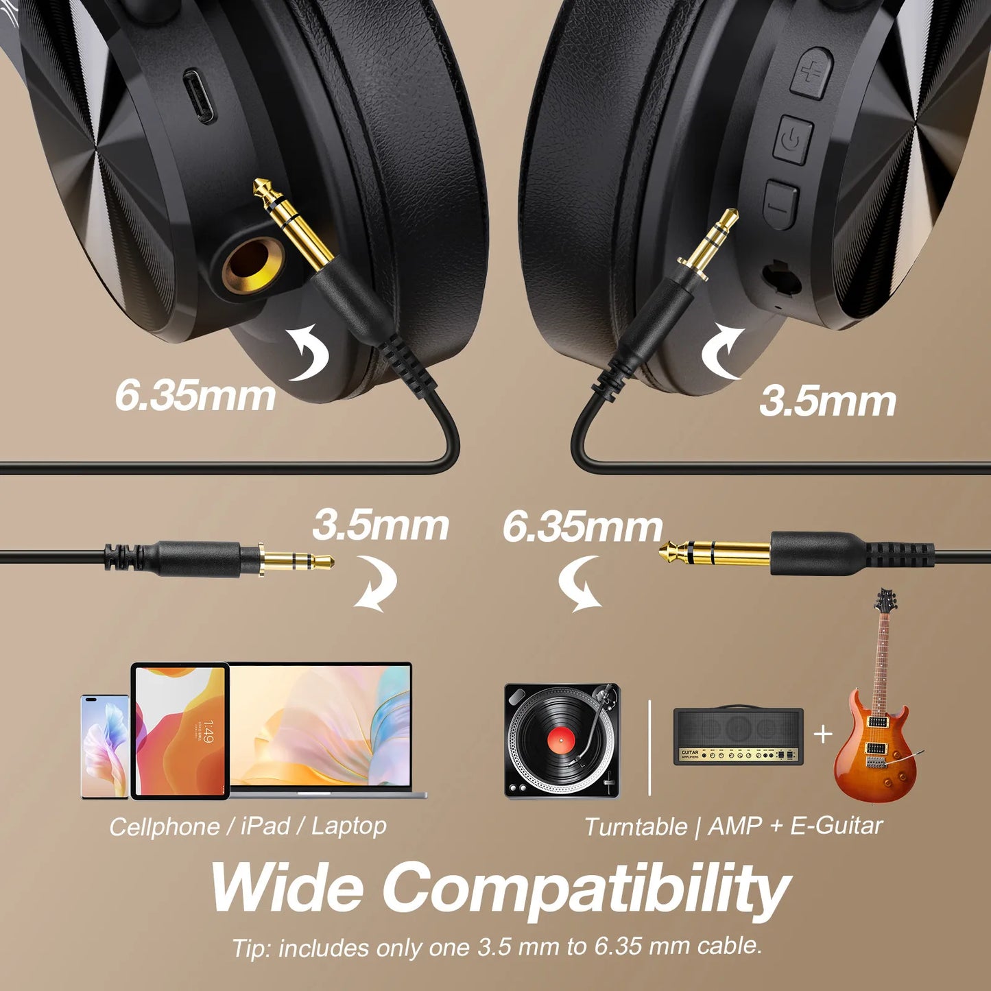 Bluetooth 5.2 Hi-Res Over-Ear Headphones – Wireless Studio DJ