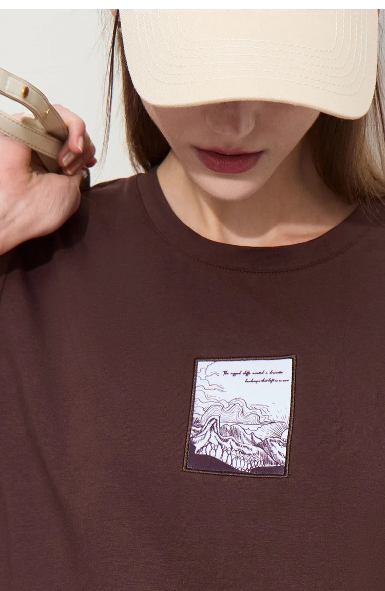 Women’s Casual Embroidered Cotton T-Shirt – Spring Short Sleeve Top