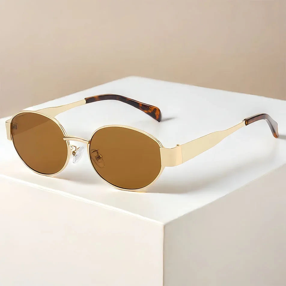 Vintage Oval Metal Sunglasses – Fashion UV Protection Eyewear