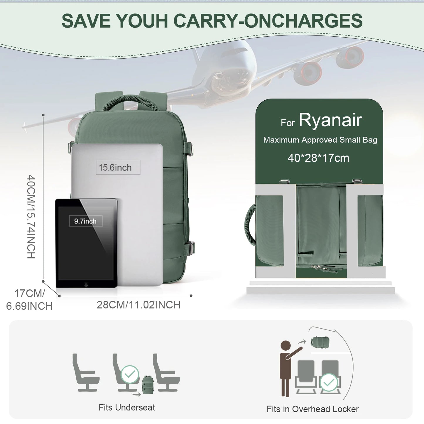 Cartmela Cabin Backpack 40x20x25 – Travel Hand Luggage for Men & Women