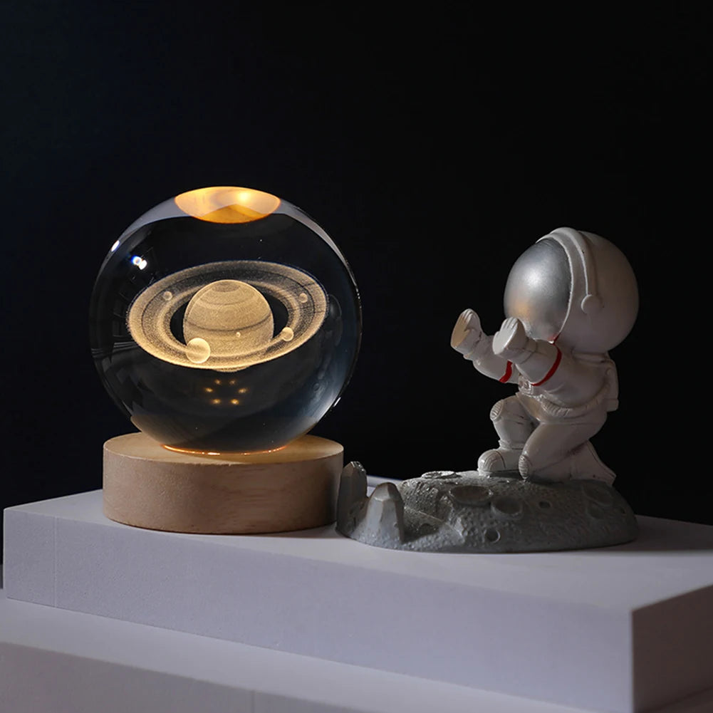 USB LED Galaxy Crystal Ball Lamp – 3D Moon Planet Night Light