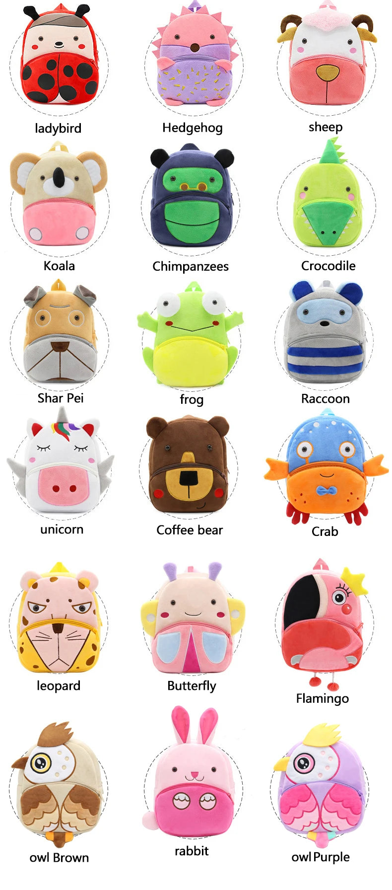 Cartmela Cute Animals Cartoon Plush Backpack - Kids Schoolbag