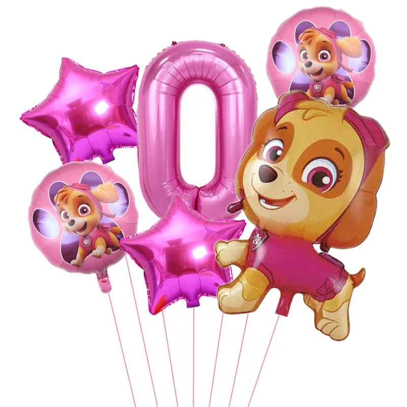 6pcs Paw Patrol Foil Balloons – Kids Birthday Party Decorations