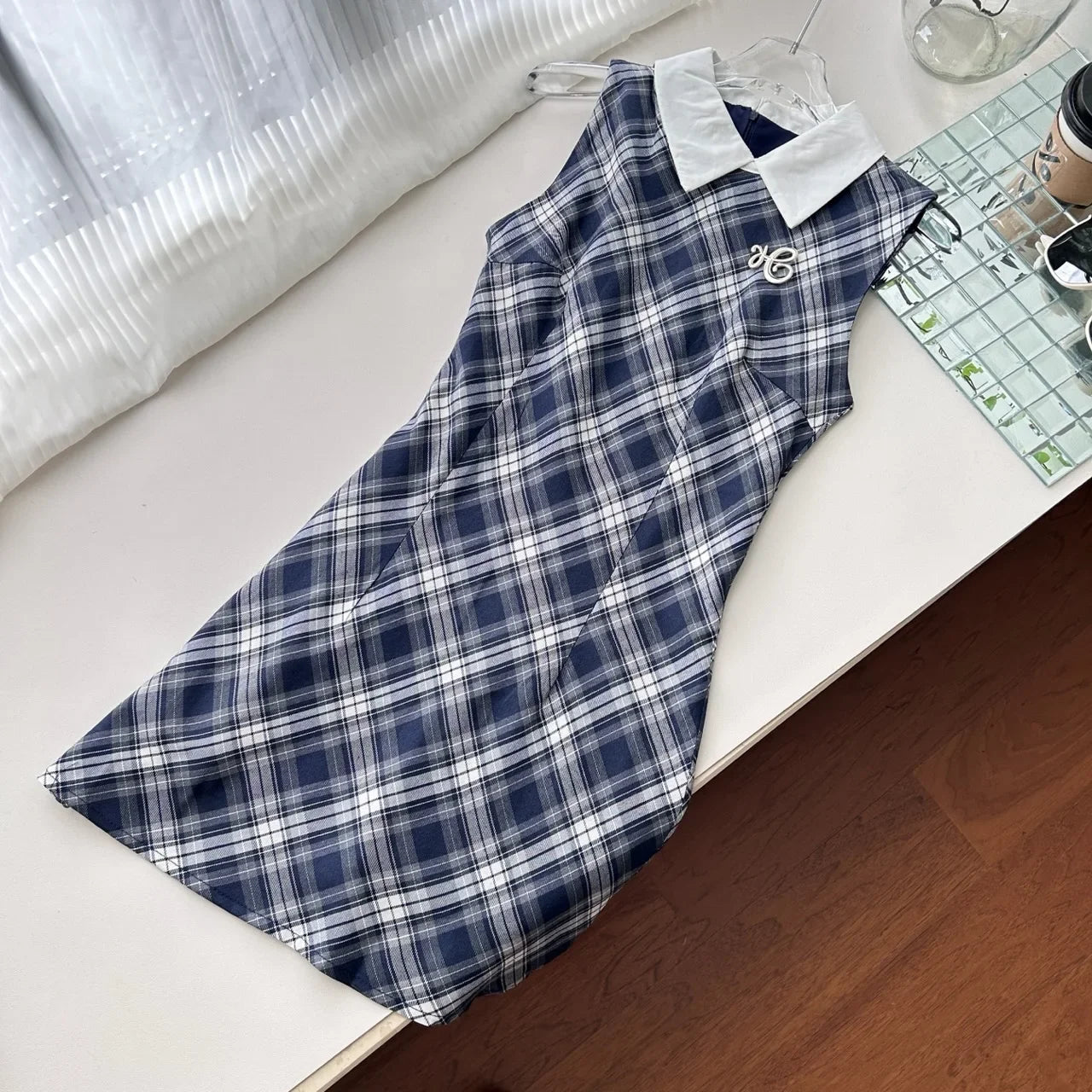 Women’s Summer Sweet Plaid Sleeveless Dress – Elegant Sexy Lace Dress