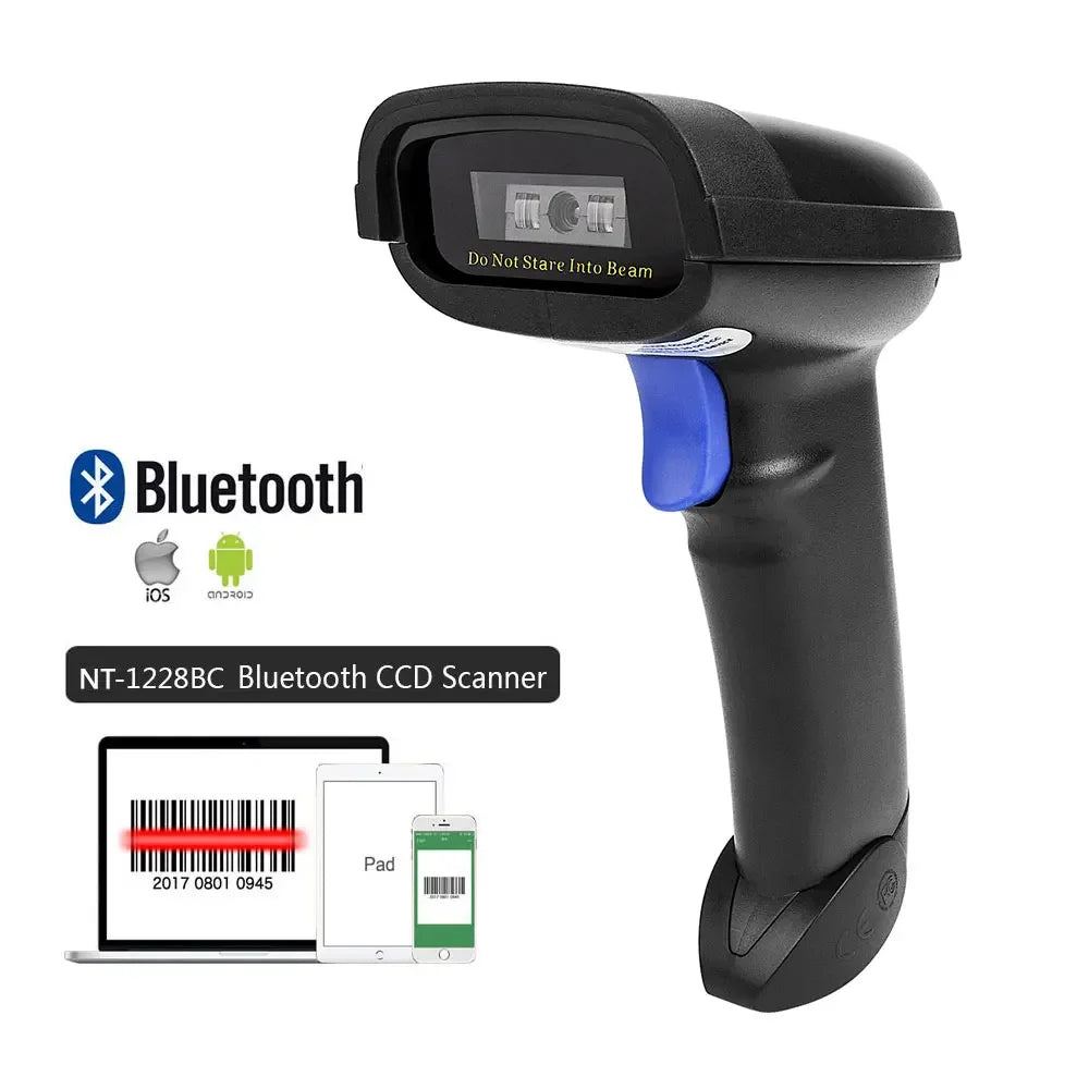 Wireless Handheld Barcode Scanner & Bluetooth 1D/2D QR Reader