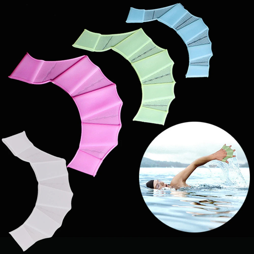 Silicone Webbed Swim Gloves – Training Fins for Adults & Kids