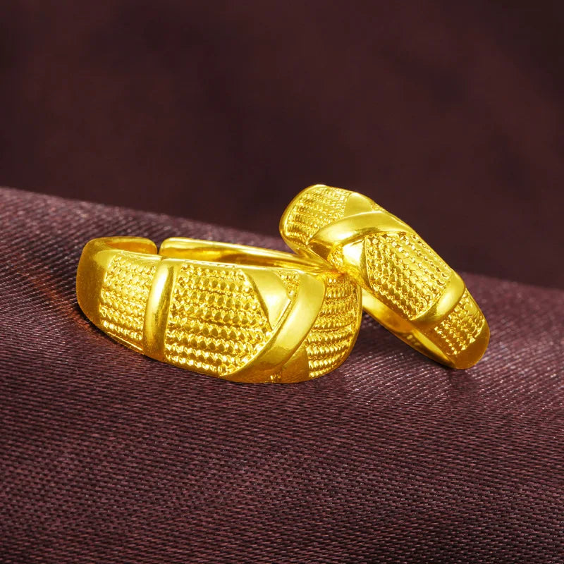 Gold Color Opening Rings for Couples – Dragon & Phoenix Design