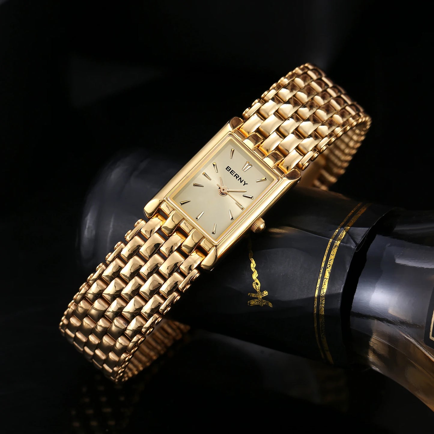 Gold Square Women’s Quartz Wristwatch | Luxury Fashion Watch