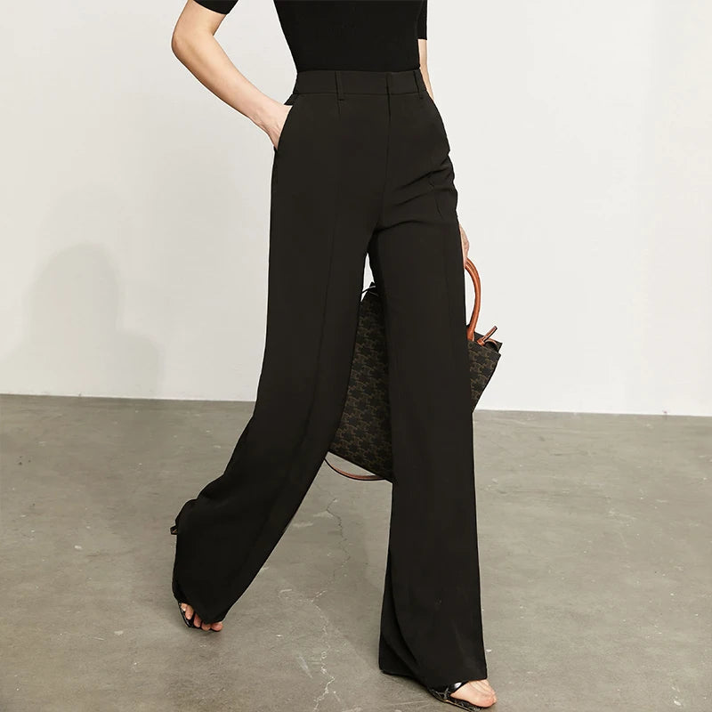 Women’s Wide Leg Chiffon Pants – High Waist Loose Office Trousers