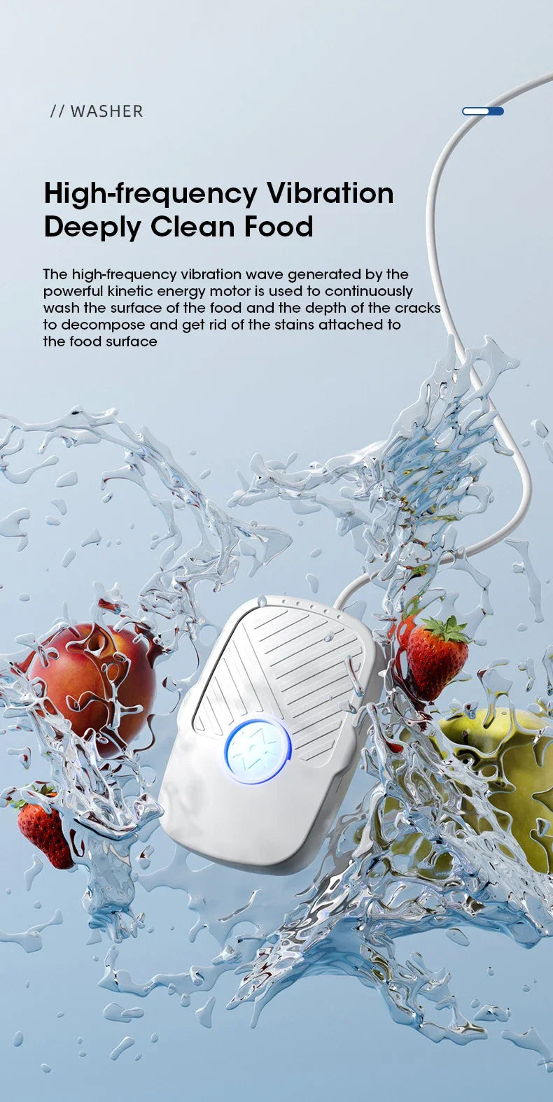 Ultrasonic Vegetable & Fruit Cleaner – Mini High Frequency Kitchen Machine
