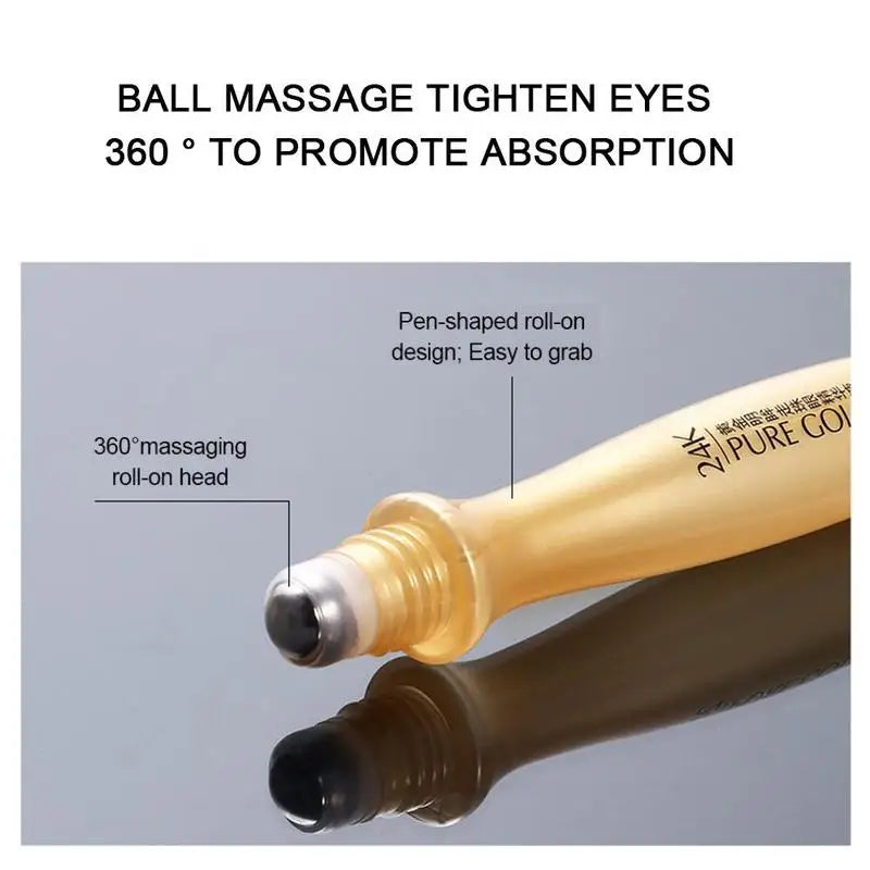 24K Gold Eye Roller Cream – Hydrating, Anti-Dark Circles, 15ml