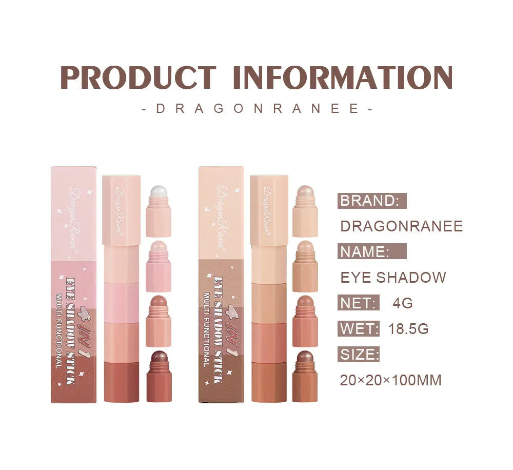 4-Color Lazy Eyeshadow Pencil Set – Waterproof & Shimmer Finish