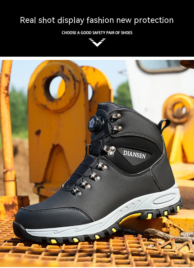 Rotating Button Safety Shoes for Men