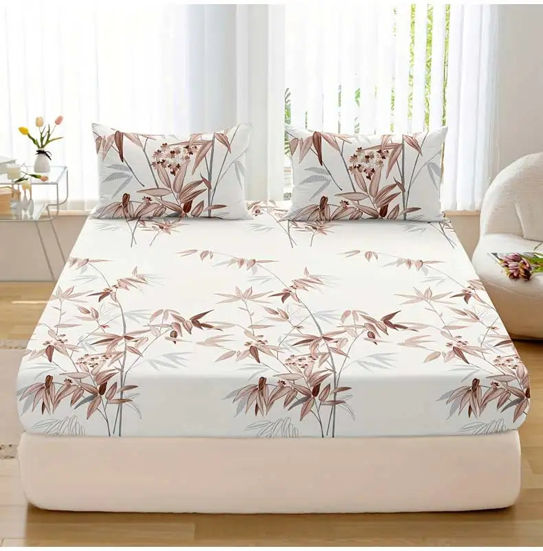 3pcs Bamboo Leaf Fitted Sheet Set – Soft, Breathable, Hypoallergenic