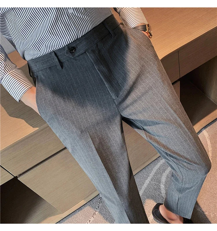 Cartmela Men’s Black Striped Suit Pants