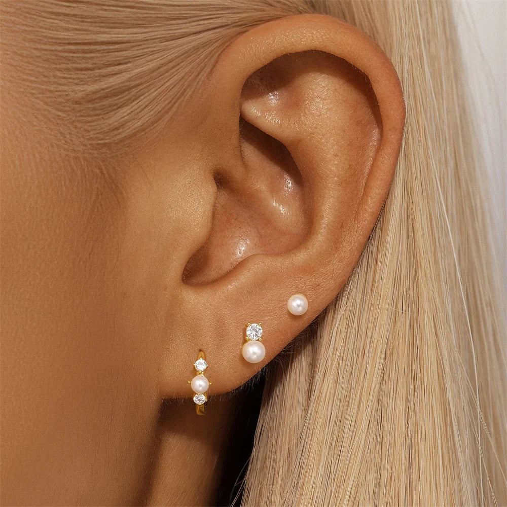 925 Sterling Silver Earring Set – Waterdrop, Flower & Pearl Trio