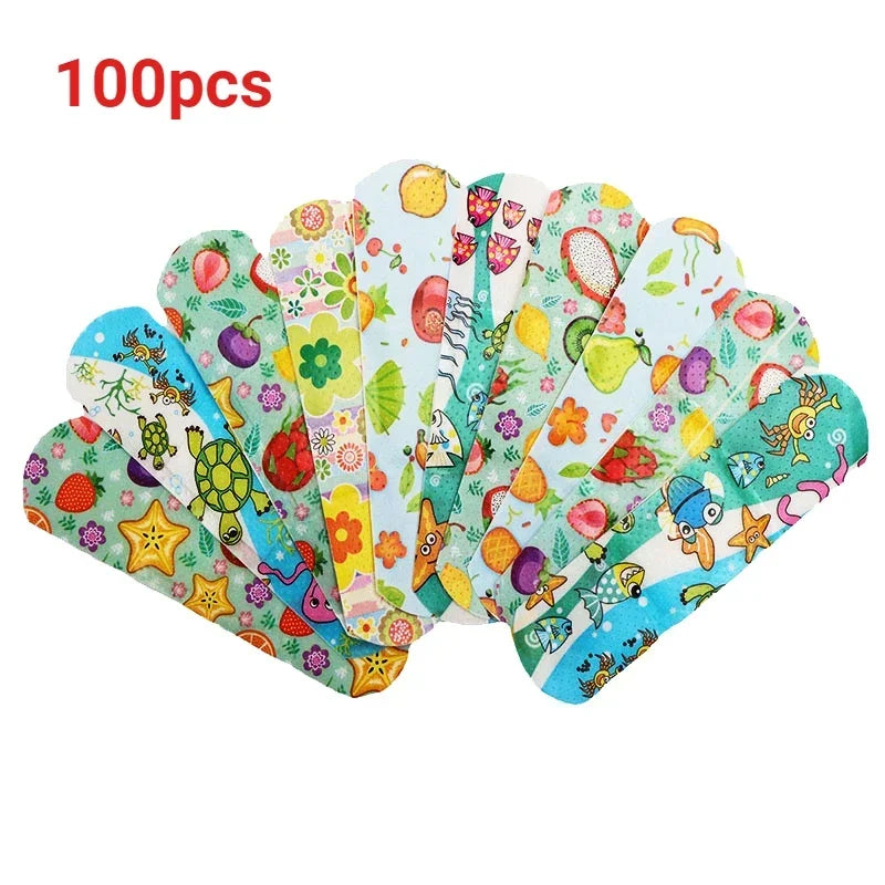 100pcs Waterproof Cartoon Band Aids – Kids Adhesive Wound Strips