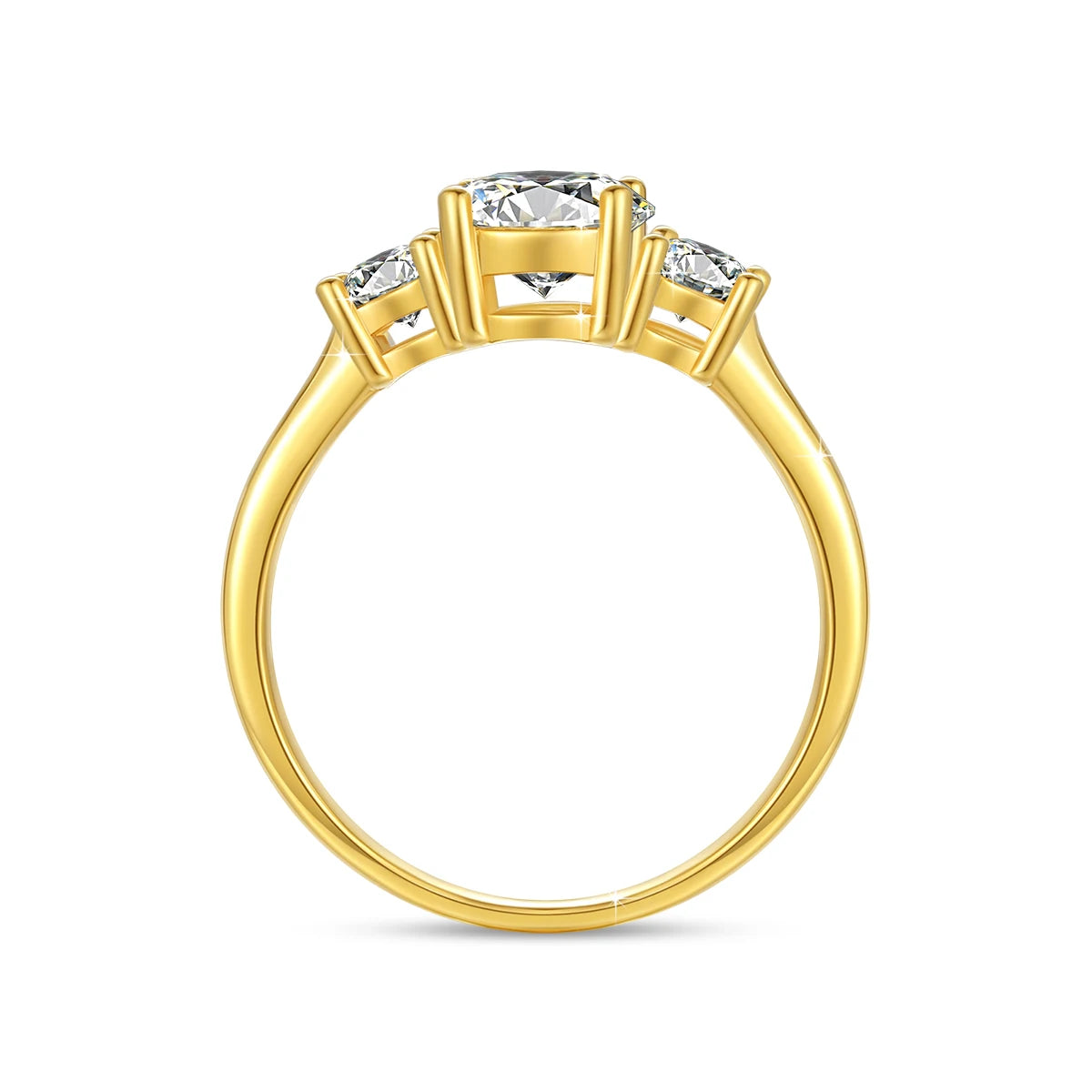 18K Gold Moissanite 3-Stone Ring for Women – Luxury Engagement