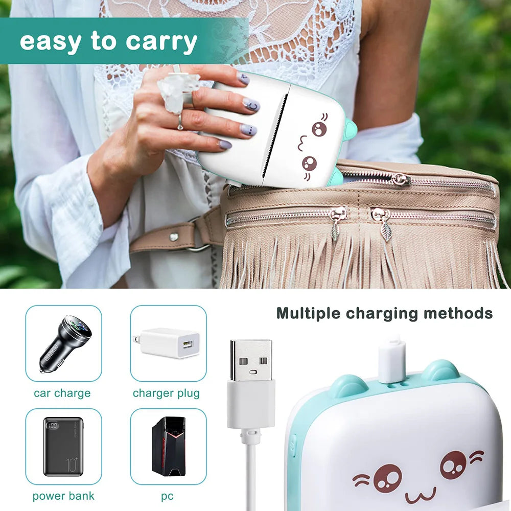 Mini Bluetooth Label Printer – Portable Error Note Photo Printer