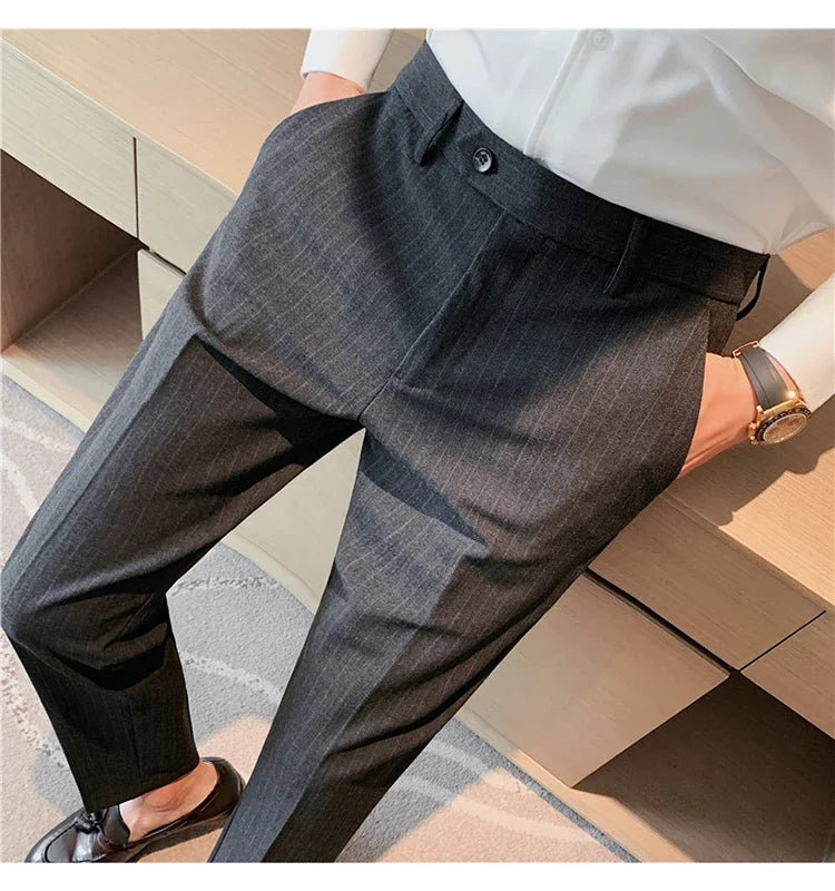 Cartmela Men’s Black Striped Suit Pants