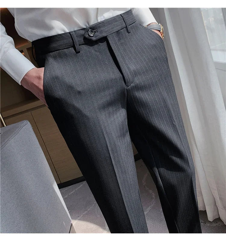 Cartmela Men’s Black Striped Suit Pants