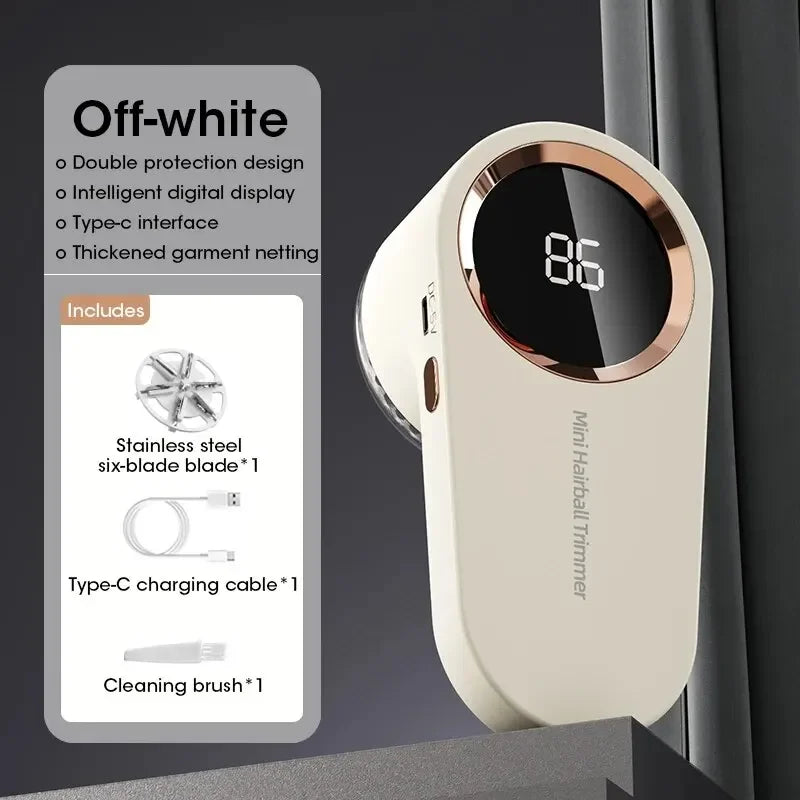 Electric Lint Remover with LED Display – USB Rechargeable Fabric Shaver