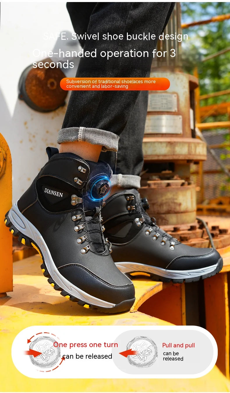 Rotating Button Safety Shoes for Men