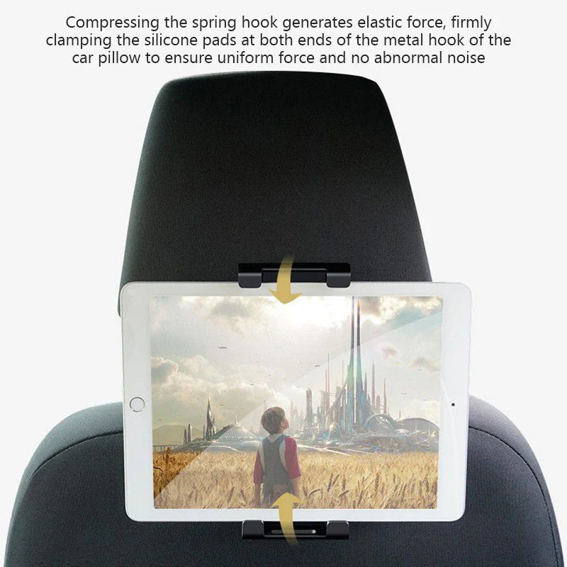 Adjustable Car Headrest Tablet & Phone Holder | 360° Rotation Mount