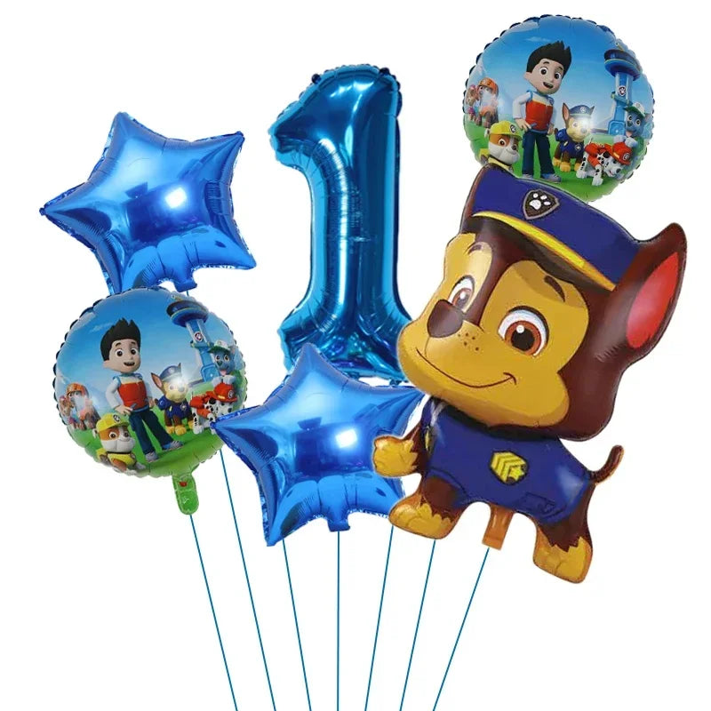 6pcs Paw Patrol Foil Balloons – Kids Birthday Party Decorations