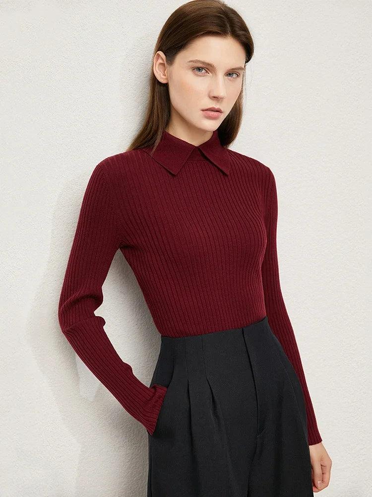 Women’s Slim Fit Striped Sweater – Autumn Office Basic Knitted Top