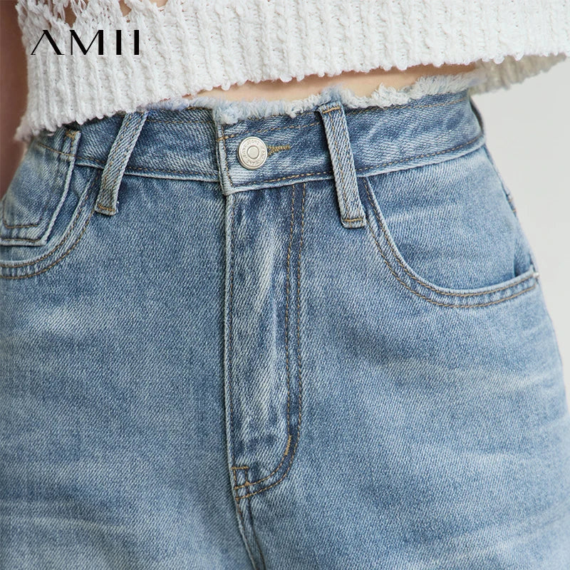Women’s Blue Wide Leg Denim Jeans – Low Waist Loose Casual Trousers