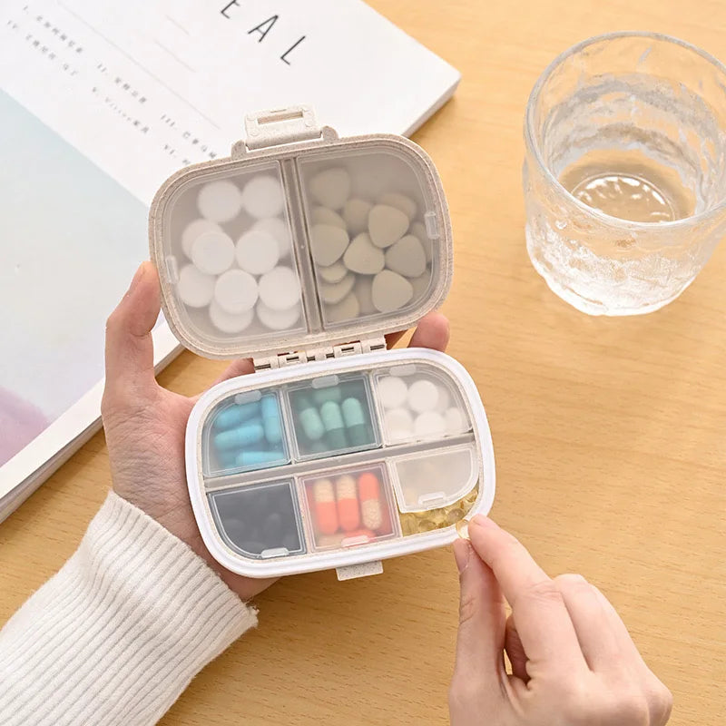 8-Grid Pill Organizer Box – Travel Medicine Storage with Seal Ring