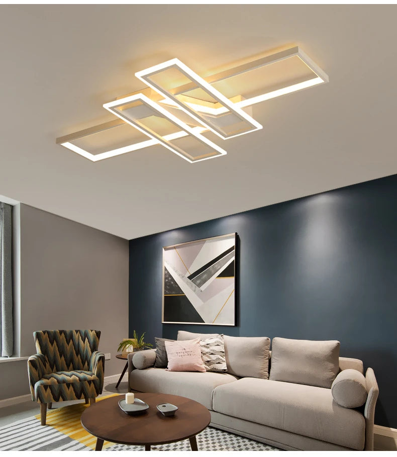 Modern Rectangle LED Ceiling Light – Creative Living Room Fixture