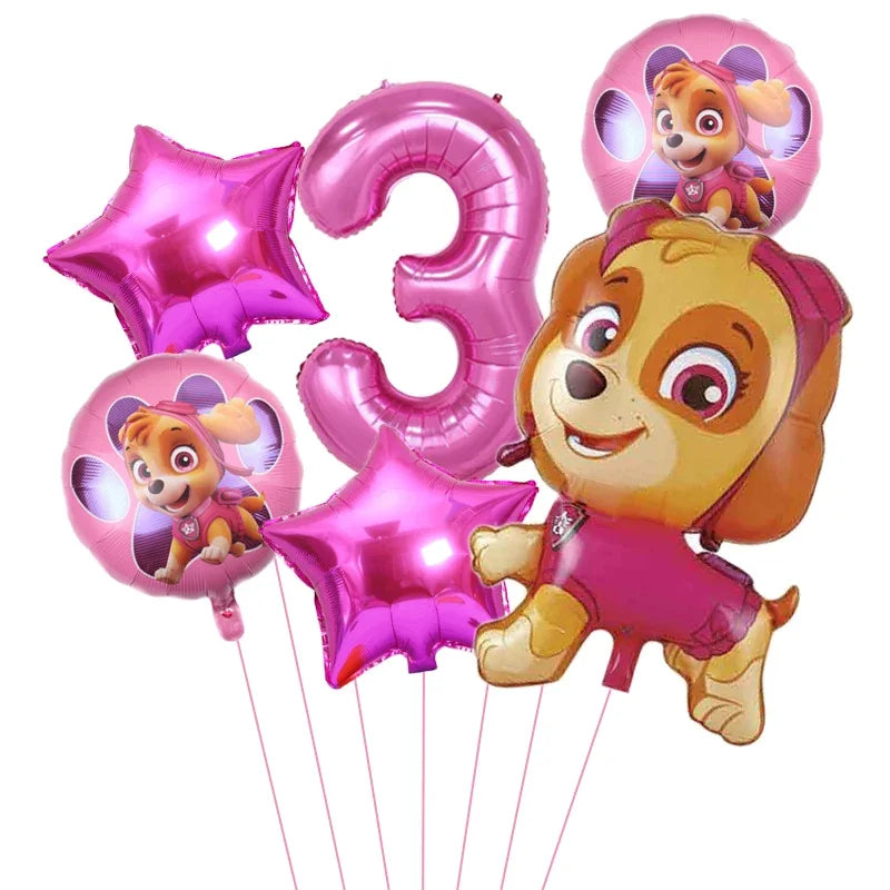 6pcs Paw Patrol Foil Balloons – Kids Birthday Party Decorations
