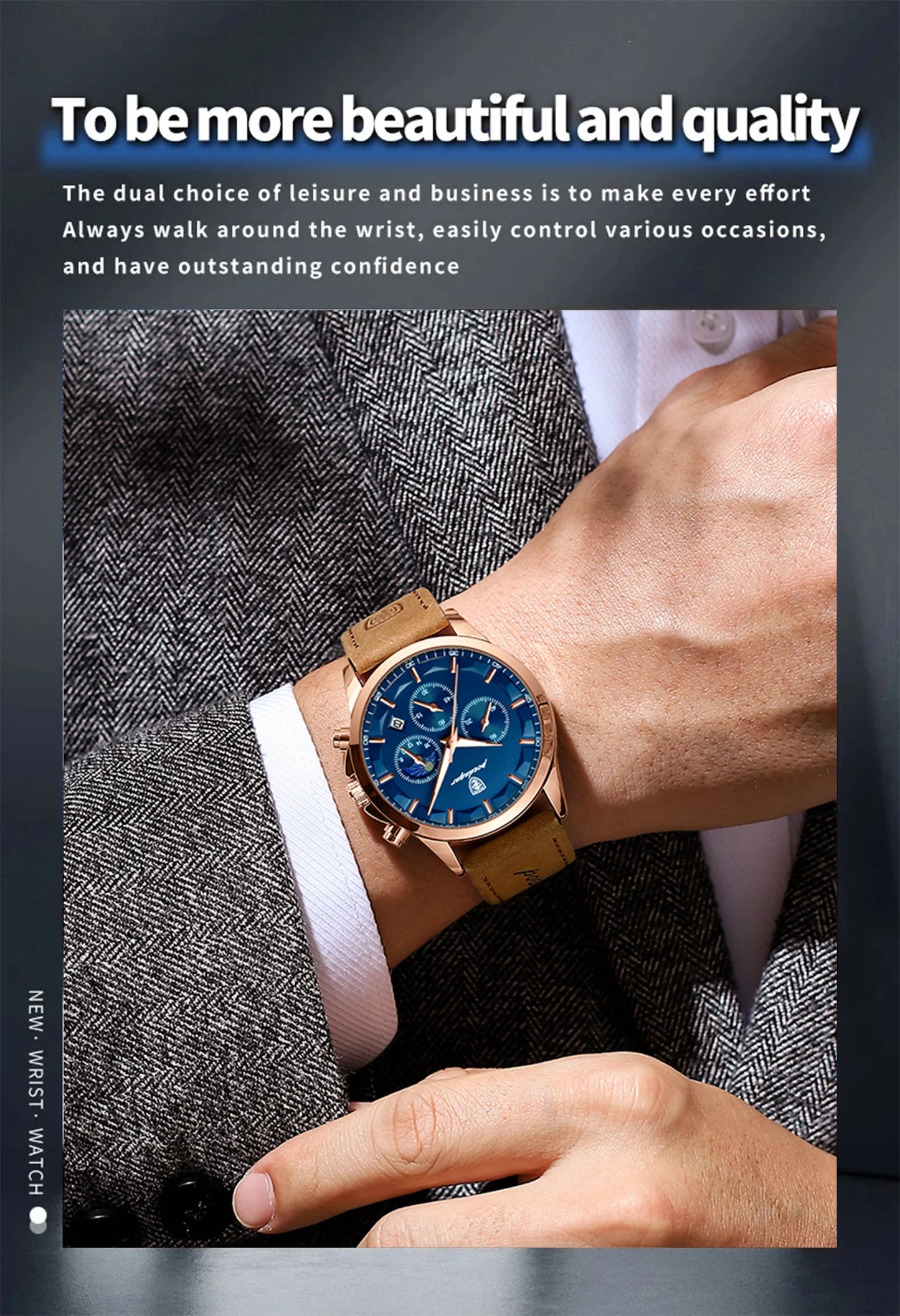 POEDAGAR Men's Luxury Quartz Chronograph Waterproof Watch