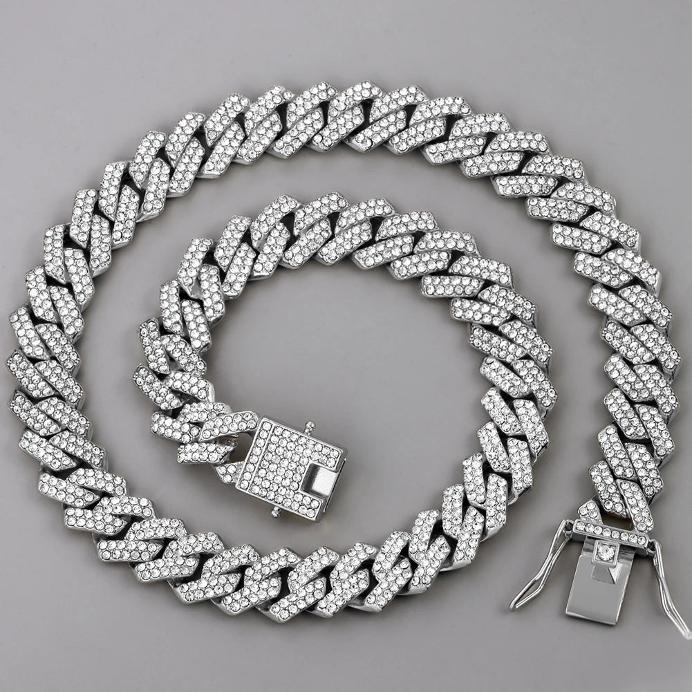 Hip Hop Iced Out Cuban Link Chain Necklace – Gold & Silver Men’s Gift