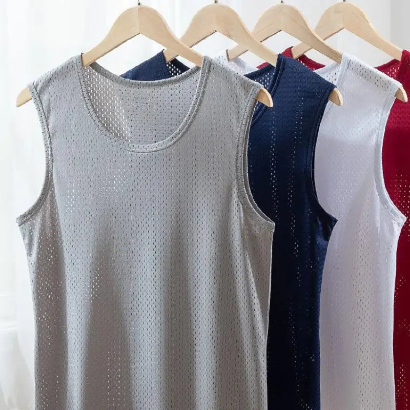Men’s Ice Silk Mesh Tank Top Bodybuilding Fitness Vest